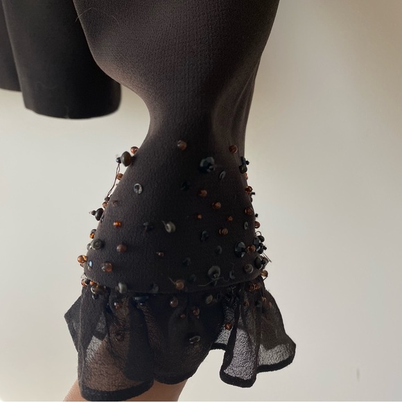 Tahari Arthur S. Levine Button Front Blazer Chiffon Cuffs With Sequins - Picture 9 of 16